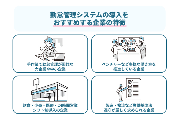 勤怠管理システムの導入をおすすめする企業の特徴