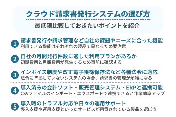 クラウド請求書発行システムの選び方5選!比較ポイントを徹底解説