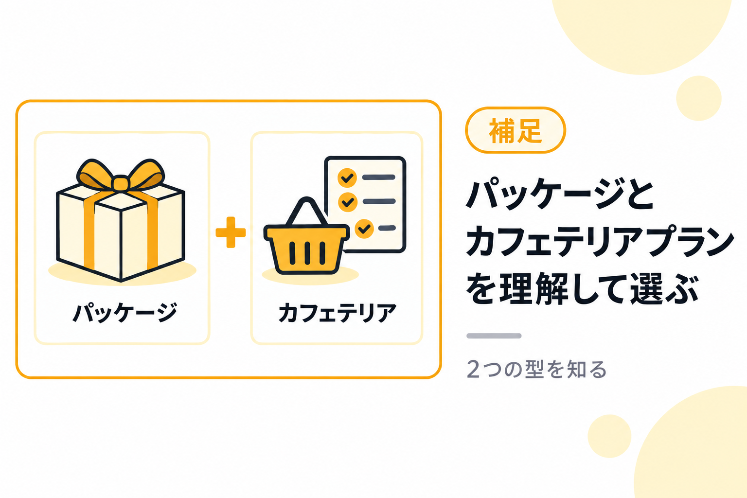パッケージサービスとカフェテリアプランを理解して選ぶことを説明する図解